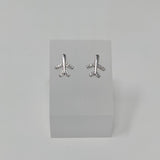 Silver Airplane stud earrings